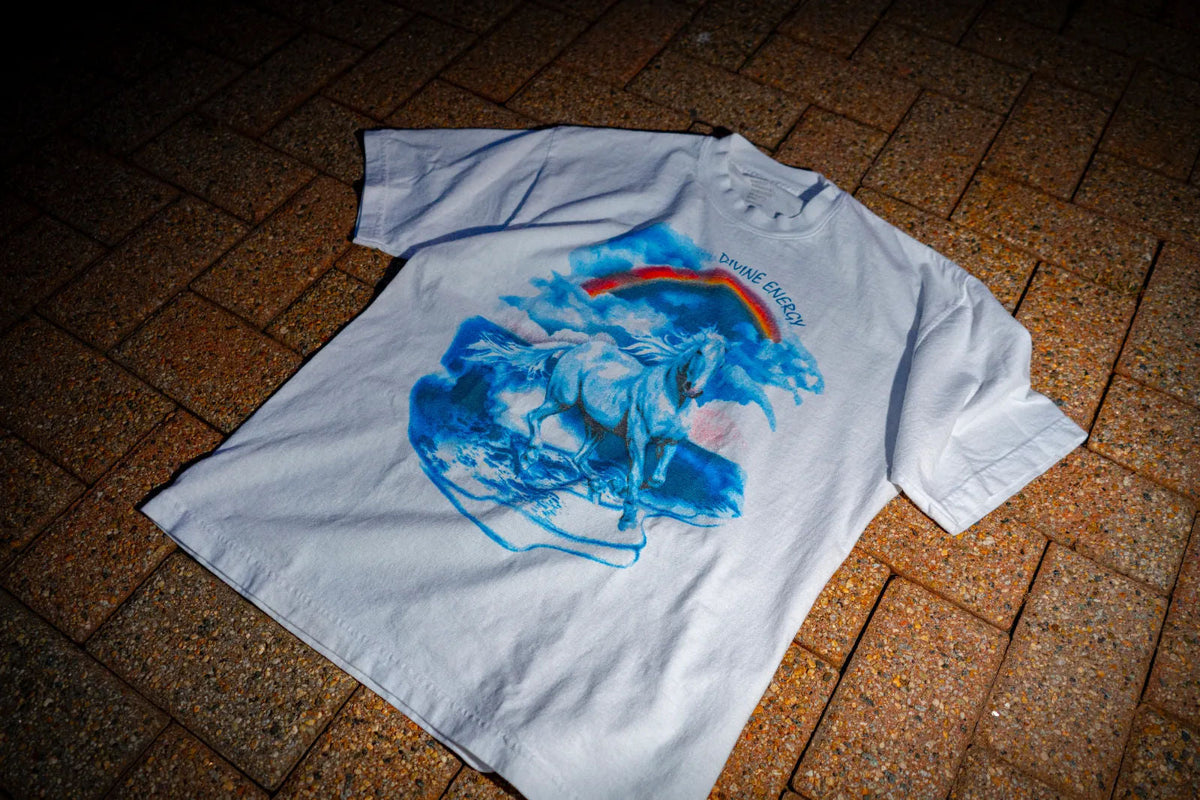 Rainbow Horse Tee, White