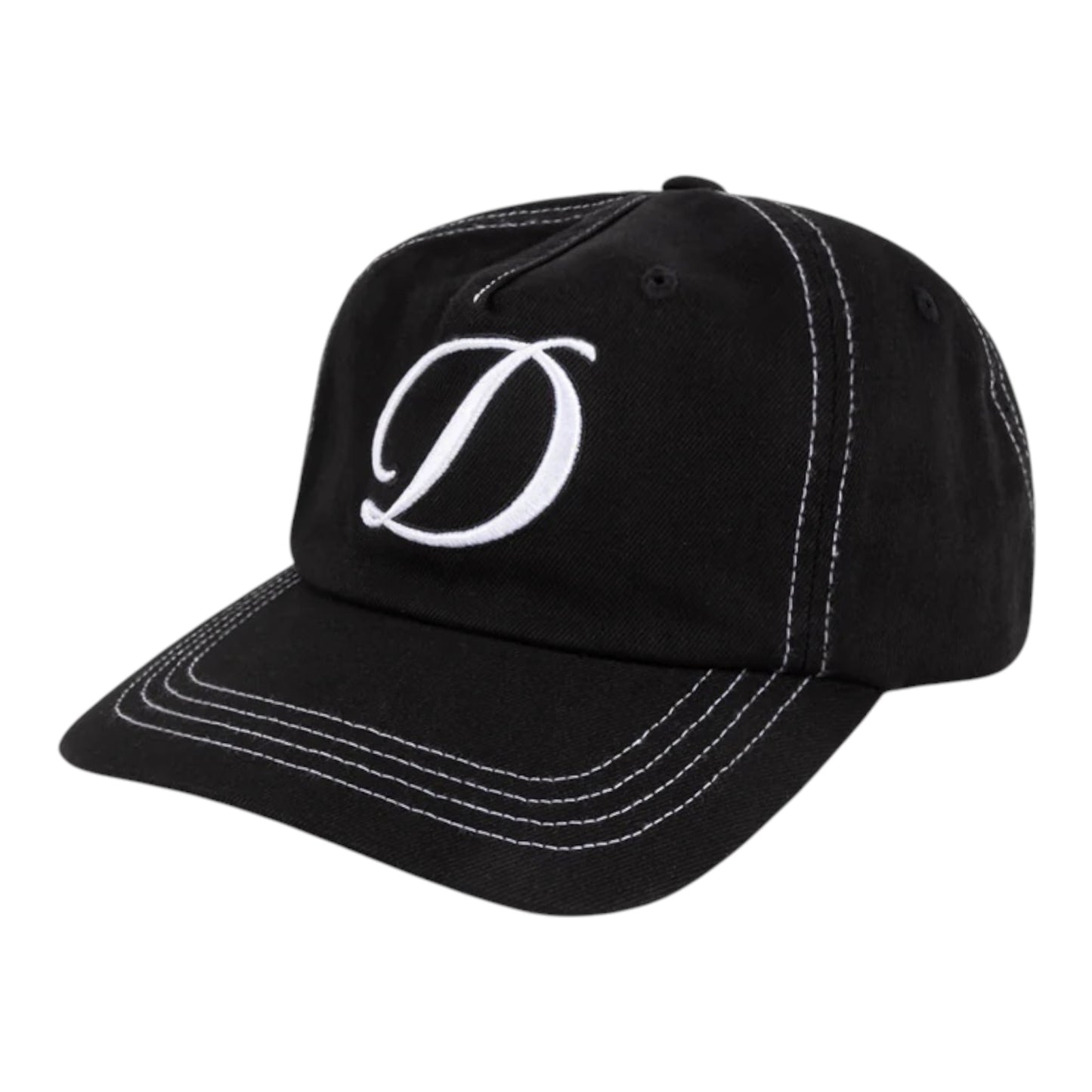 Cursive Denim Worker Cap, Black